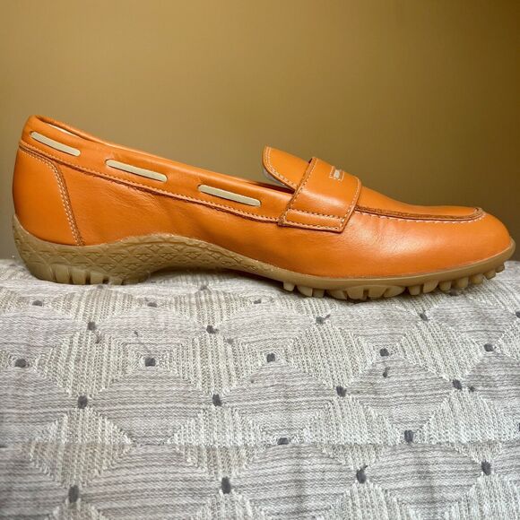 Walter Genuin Orange Leather Penny Loafer Golf Shoes Women EU 36.5 US 6 - 6.5 - Picture 3 of 16